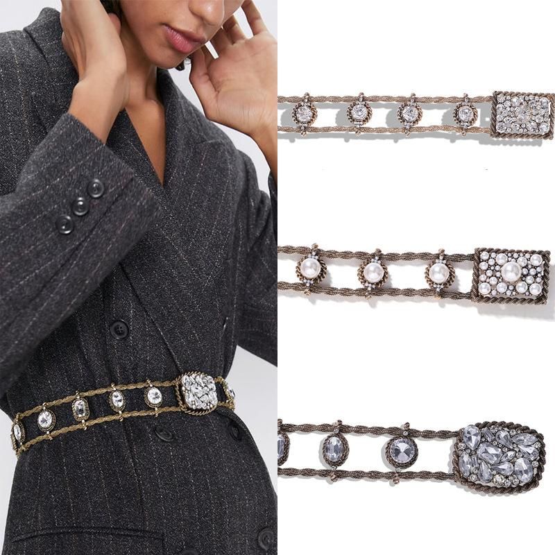 Alloy Diamond Pearl Belt Accessories Wild Belt Fashion Waist Chain