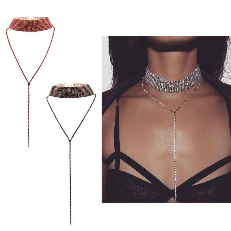 Personalized Jewelry Popular Neck Chain Choker Multi-layer Full Diamond Necklace