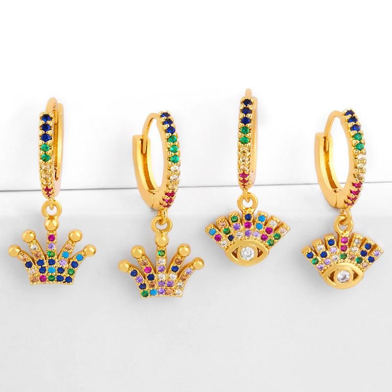 Finger Victory Gesture Earrings Female Colorful Zircon Earrings Personality Fashion Earrings