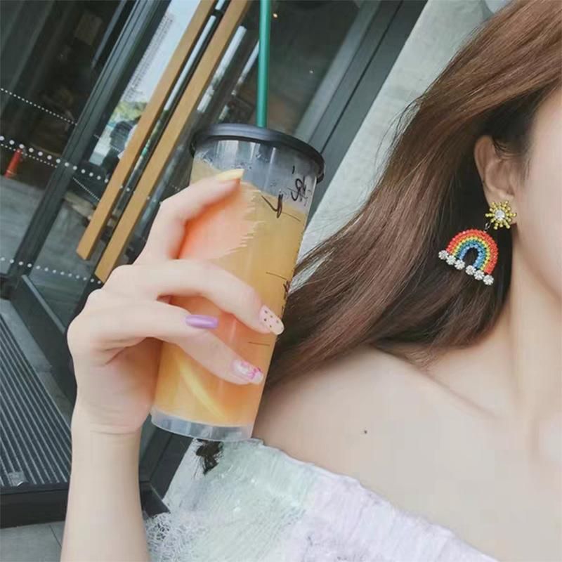 Earrings Alloy Diamond Small Rainbow Earrings Fashion Colorful Earrings Accessories