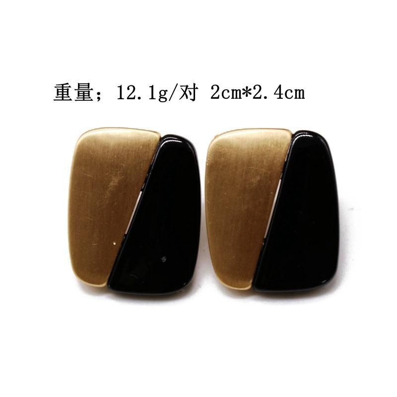 Rectangular Gold And Silver Two-color Stitching Stud Earrings Fashion Design Ear Stud Earrings