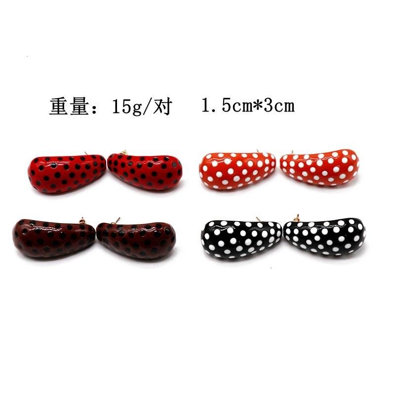 Colorful Earrings, Colored Dots, Oil Earrings, Black And Red Fashion Earrings