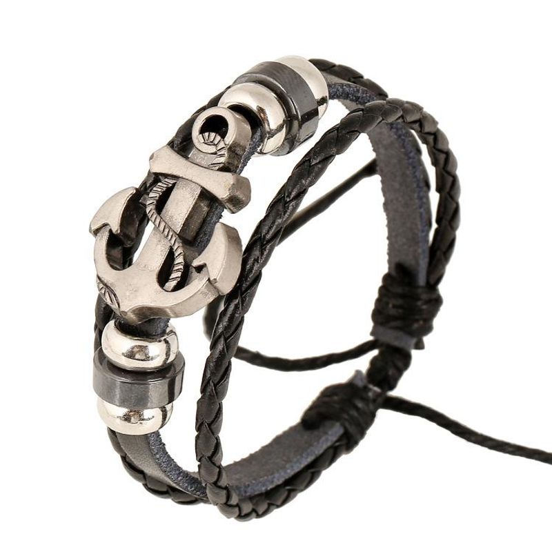 Beaded Anchor Leather Bracelet Wholesale Fashion