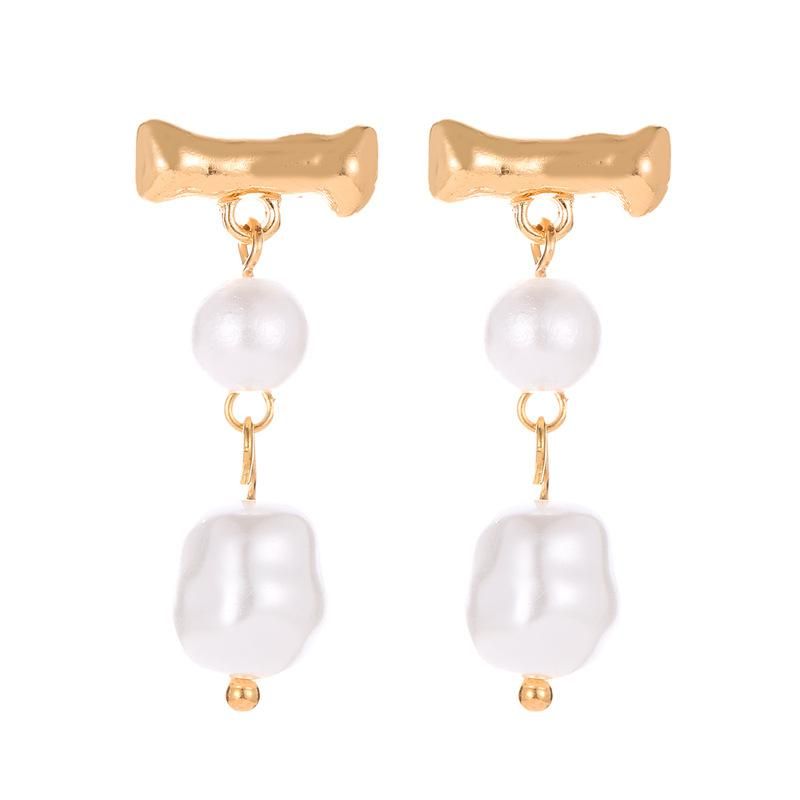 Wholesale Fashion Pearl Earrings Creative Word Retro Tassel Earrings Temperament Water Drops Shaped Pearl Earrings Earrings