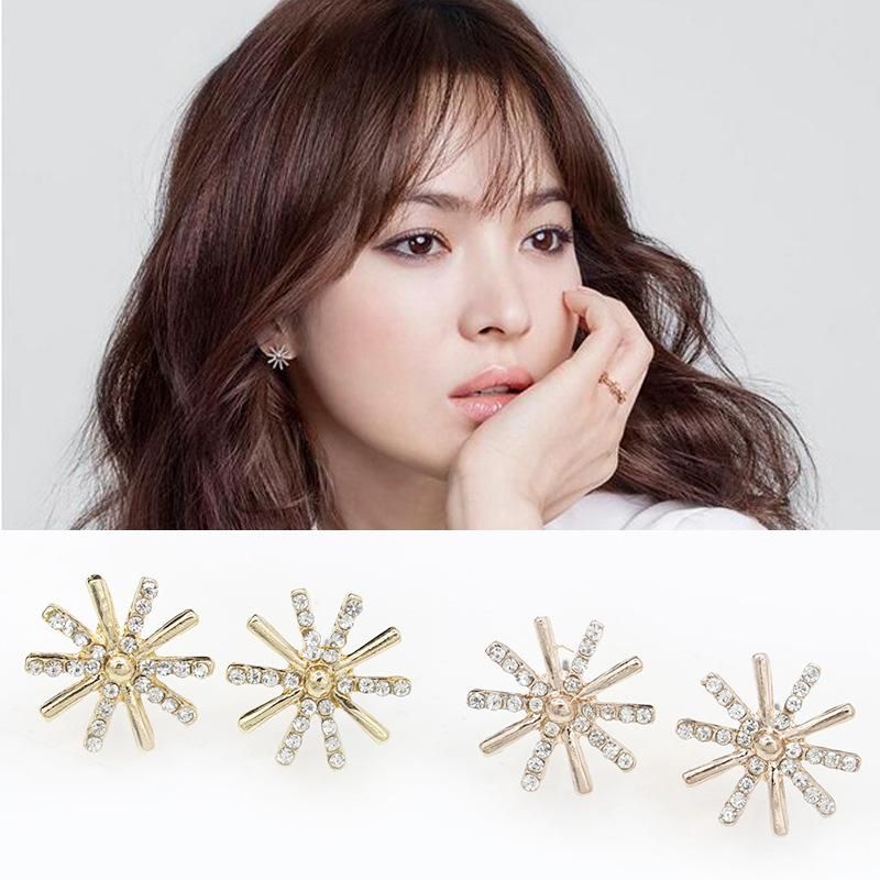 Drama Coreano Hui Qiaomei Con Aretes De Copo De Nieve Con Circonitas De Diamantes