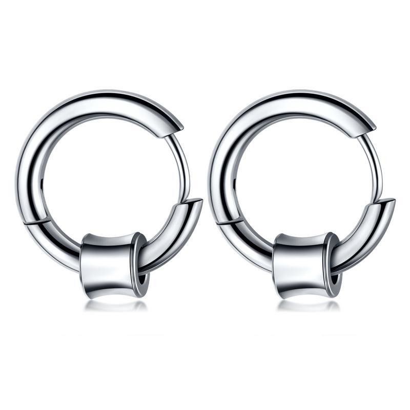 Personality Hip Hop Hipster Jewelry Round Wire Earrings Stainless Steel Men&#39;s Circle Earrings