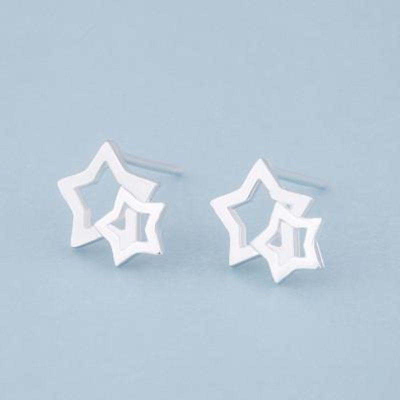 S925 Silver Ear Needle Star Earrings Female Hollow Five-pointed Star Earrings Star Earrings Wholesale Trend