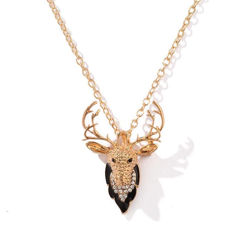Ms. Christmas Elk Diamond Brooch Necklace Dual-use Alloy Plating Color New Jewelry Wholesale Fashion
