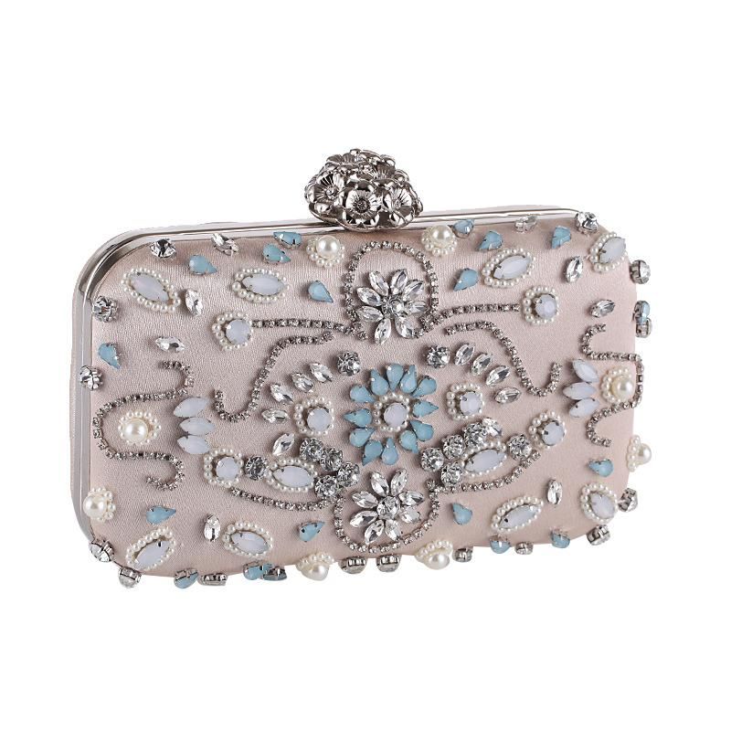 Die Neue Art Der Dinnerparty-tasche Mit Perlen Diamant-clutch Europäische Und Amerikanische Bankett-kleider Tasche 7417-18 Kleine Quadratische Tasche