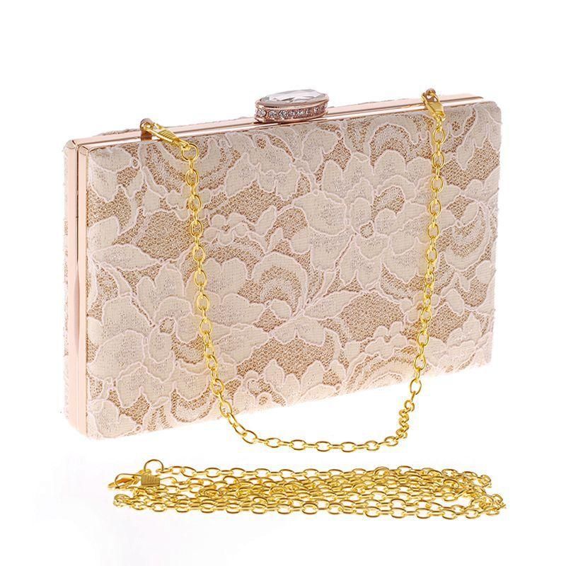 Lace Evening Banquet Bag With Diamonds Fashion Women's Small Square Bag