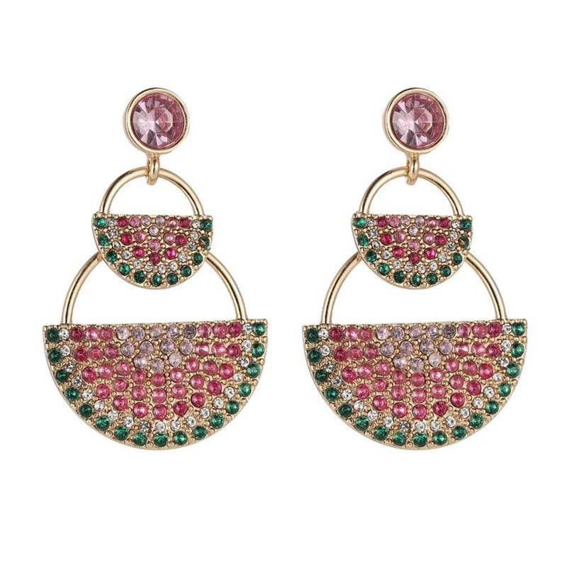 Sweet And Cute Diamond-sized Watermelon Geometric Earrings Accessories Female