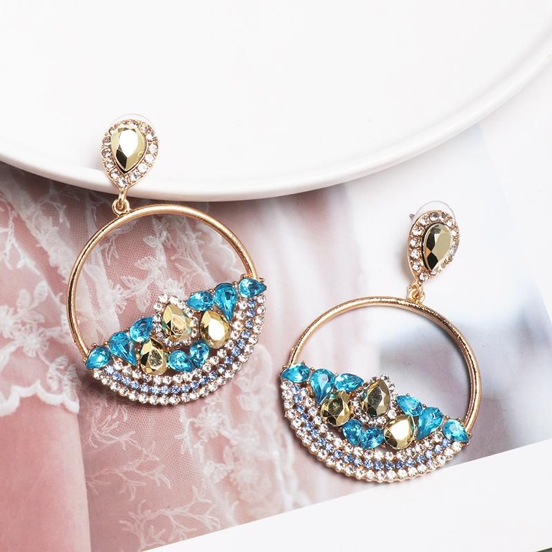 52465 Jujia Neue Geometrische Runde Ohrringe Weibliche Kreative Europäische Und Amerikanische Einfache Hohle Ohrringe Diamant Ohrringe