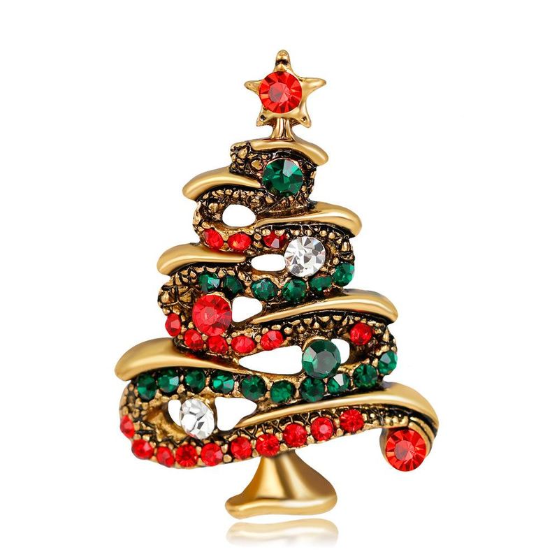 Joyería De Moda Rhinestone Broche De Árbol De Navidad Aleación De Diamantes Broche Hembra