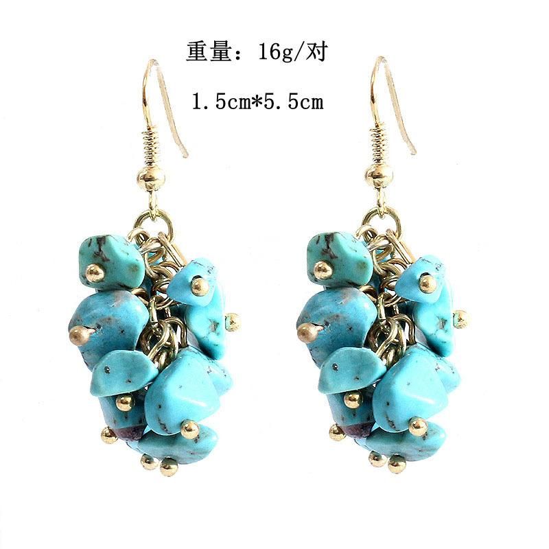 Natural Turquoise Gravel Earrings Handmade Grape Crush Earrings Stone Earrings Wholesale