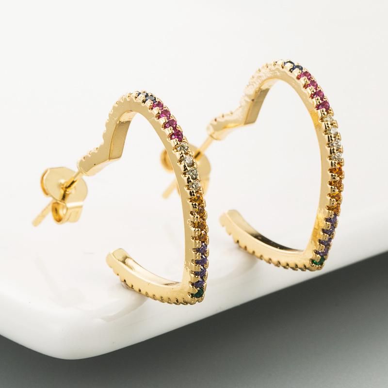 Earrings Women's Copper Micro-inlaid Zircon Heart-shaped Earrings Fashion Earrings