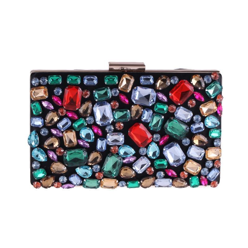 European And American Colorful Diamonds Hand Hold Evening Banquet Bag