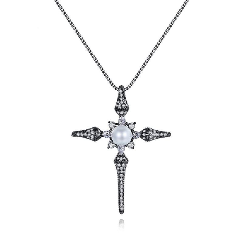 Jinse Niyang Halskette Kreative Neue Grenz Überschreitende Europäische Und Amerikanische Cross Pearl Damen Anhänger Halskette Großhandel Geschenk