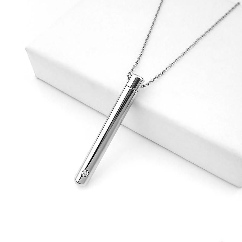 Casket Necklace Cylindrical Perfume Bottle Pendant With Zircon Clavicle Chain