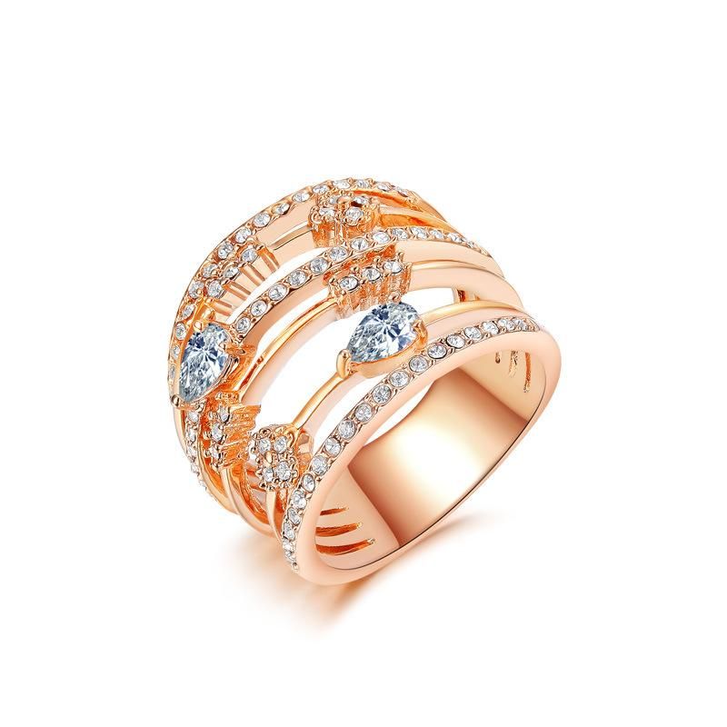 Elegante Anillo De Personalidad Chapado En Oro Rosa Micro-incrustaciones De Circón Anillo