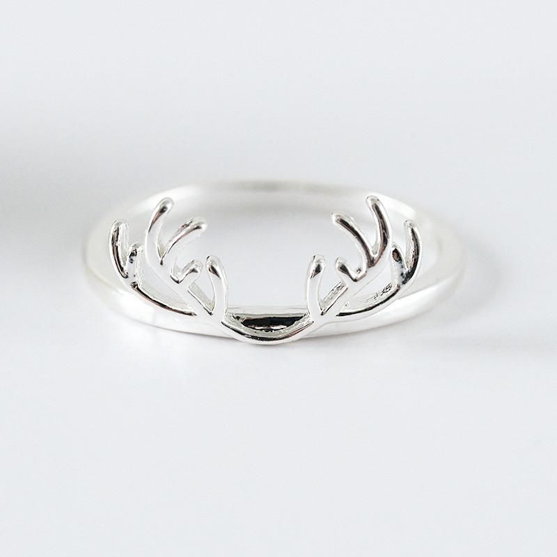 Christmas Reindeer Elk Ring Antlers Ring Tail Ring Silver Plated Ring Wholesales Fashion