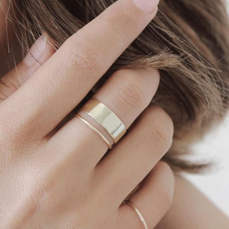 Geometric Glossy Ring Ring Ring Three-piece Ring Ring Female