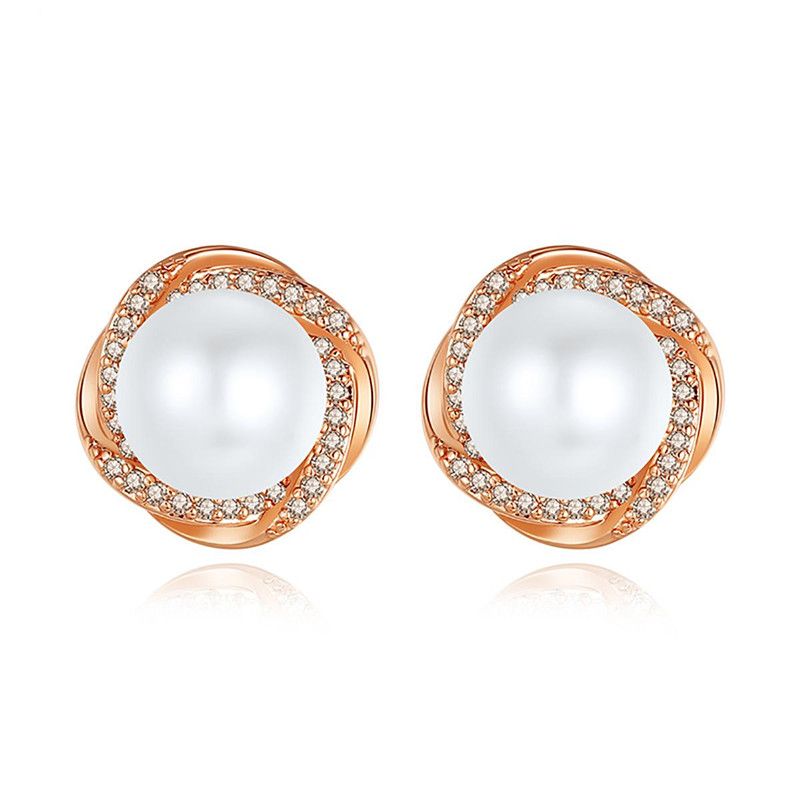 Stud Earrings Fashion New Women&#39;s Pearl Copper Zirconium Stud Earrings S925 Silver Earrings