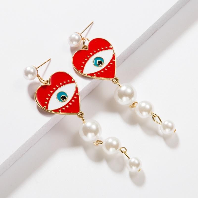 Earrings New Gold-plated Pearl Earrings Fashion Devil Eye Earrings For Women