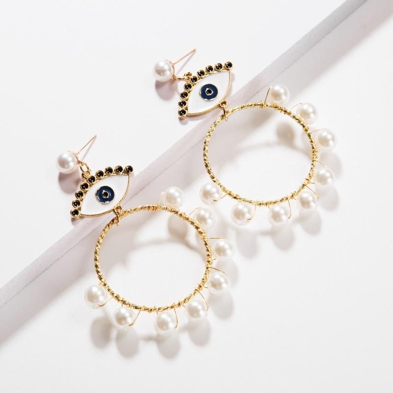 Earrings New Devil&#39;s Eye Earrings Fashion Punk Style Pearl Earrings For Women