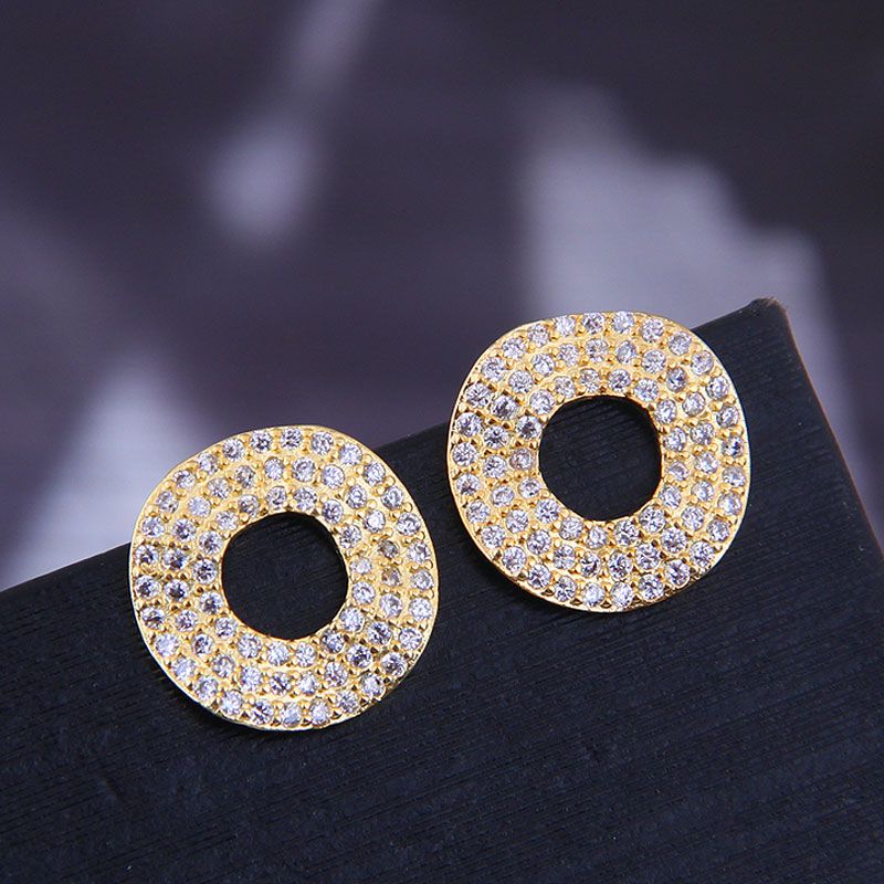 925 Silver Needle Korean Fashion Copper Micro-inlaid Zircon Simple Circle Personalized Earrings