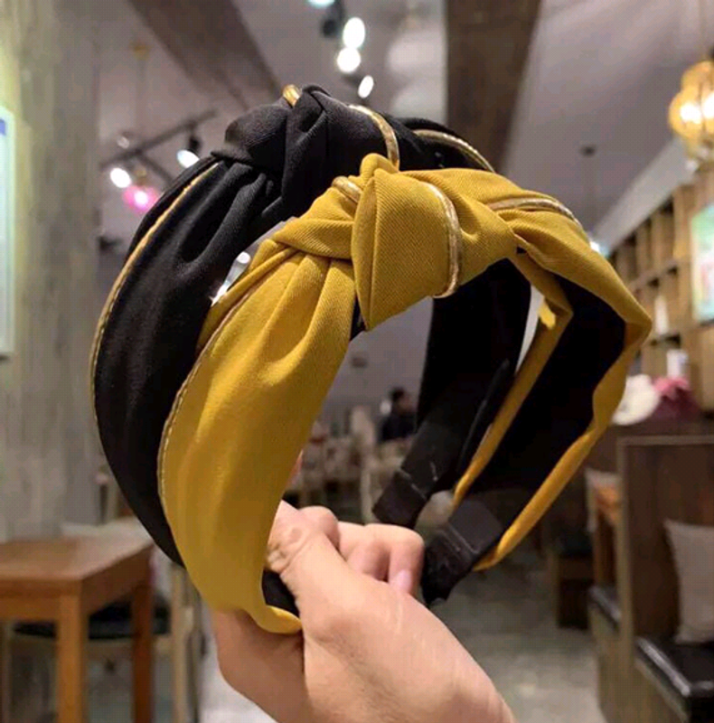 Korean Version Of The Fabric Gold Bar Hook Cross Wide Headband