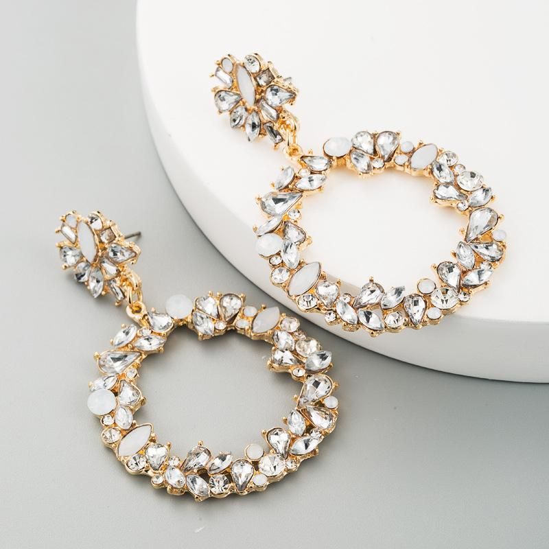 Round Alloy With Rhinestone Earrings Earrings Female Geometric Jewelry Wholesales Fashion