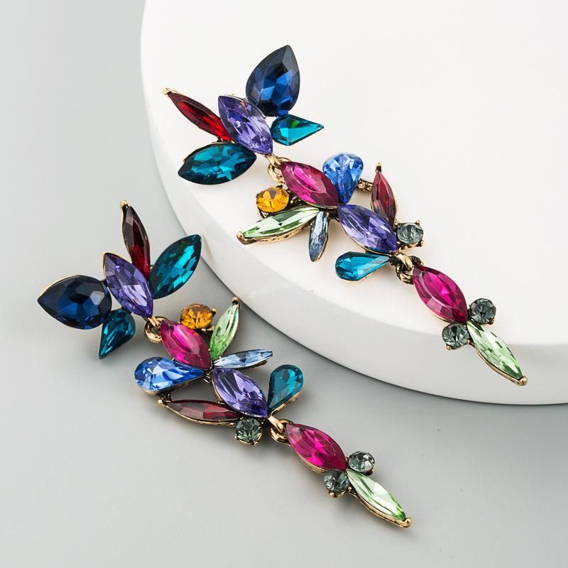 Jewelry Earrings Long Leaves Rhinestones Similan Fashion Long Tassel Earrings Women