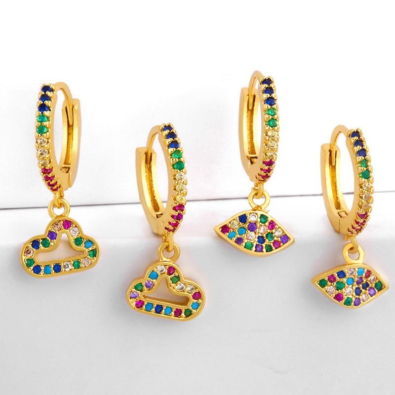 Inlaid Color Diamond Earrings Earrings Women Cloud Earrings