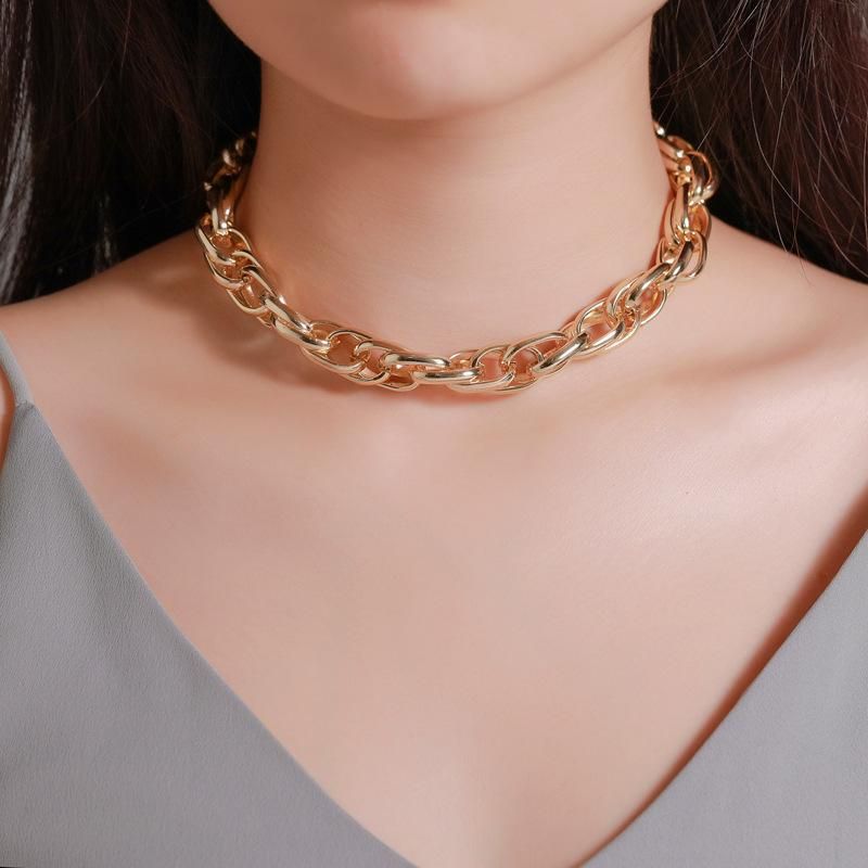 Wholesale Fashion Jewelry Metal Thick Chain Necklace Choker Ladies Necklace
