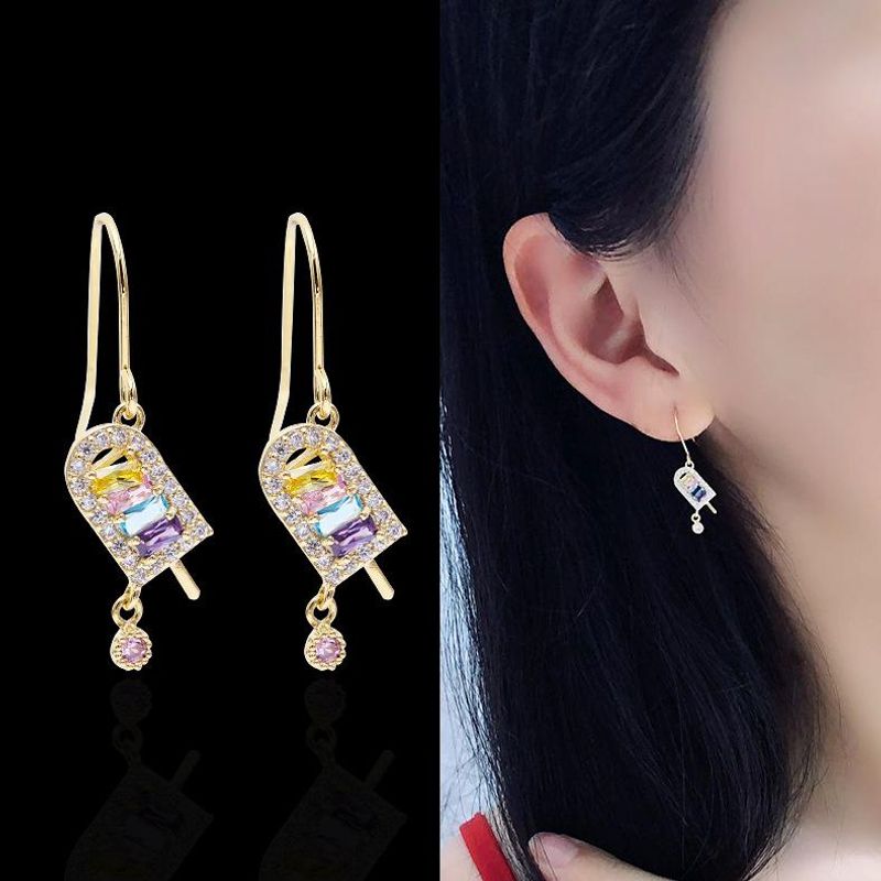 Fashion Cute Ice Cream Earrings Simple Diamonds Explosions Super Flash Earrings Wholesale Fashion Jewelry