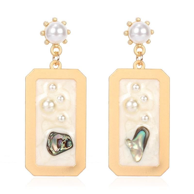 Simple Earrings Geometric Alloy Imitation Pearl Stud Earrings