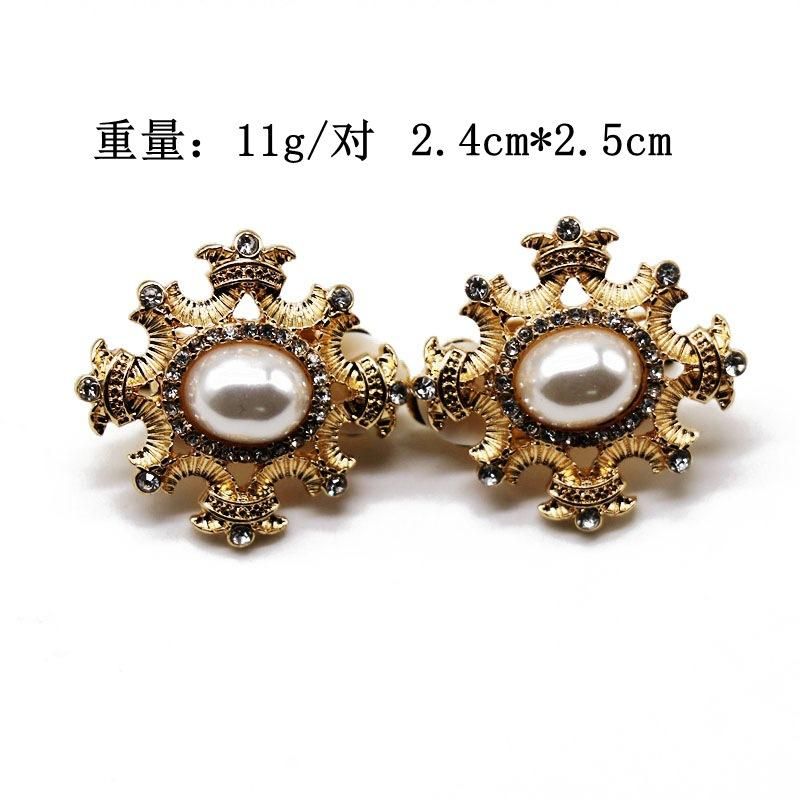 Vintage Baroque Pearl Ear Clip 925 Silver Pin Ear Studs Wholesales Fashion