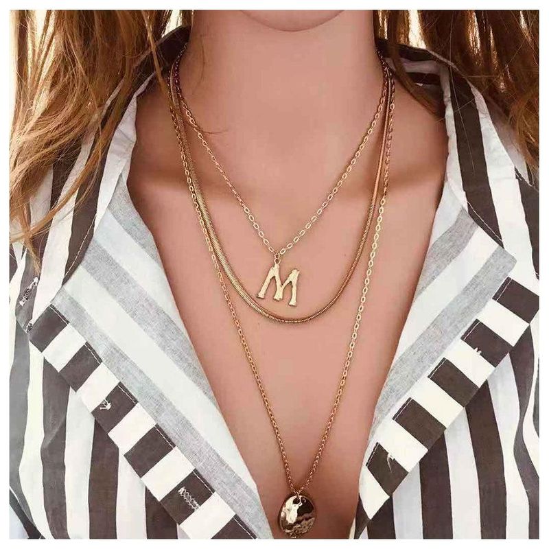 Fashion Simple M Letter Element Item Personalized Pendant Necklace Women
