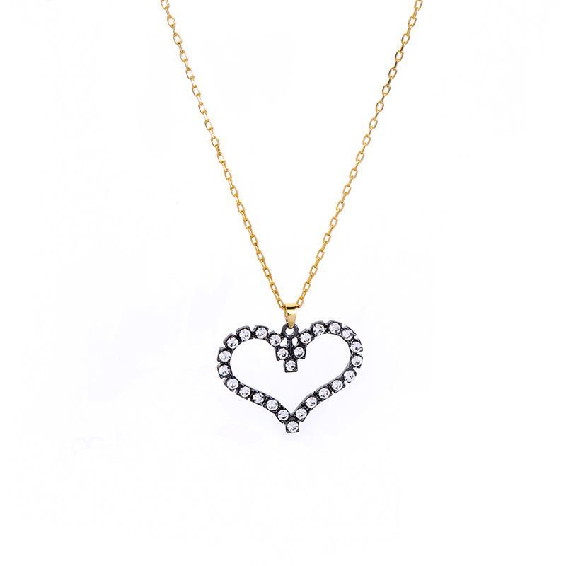 Simple Et Frais Pêche Pendentif Coeur Collier Femme Style Européen Et Américain De Mode Célébrité Internet Même Type Clavicule Chaîne Cou Chaîne Xl01549d