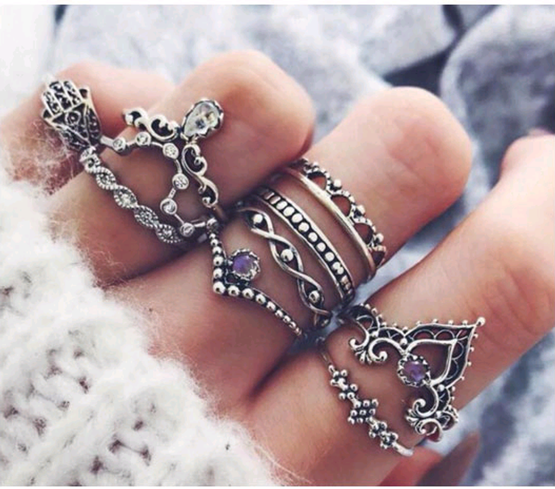 European And American Fashion Metal Spire Ten Sets Of Combination Ring