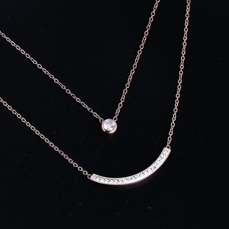 New Titanium Steel Double Smile Face Necklace Rose Gold Smile Clavicle Chain