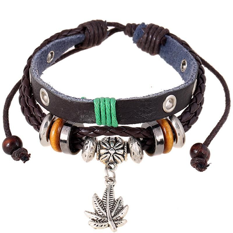 Accessories Cowhide Bracelet Maple Leaf Pendant Leather Bracelet Batch Leather Jewelry
