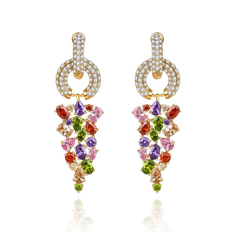 Jinse Aaa Zircon Boucles D'oreilles Ne Tombent Pas Boucles D'oreilles Européenne Et Américaine De La Mode Exagérée Bijoux Usine En Gros Femelle