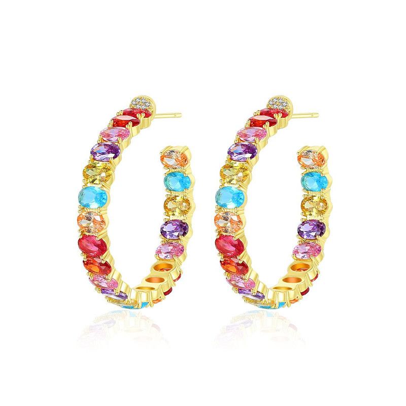 Fashion Jewelry Wholesale Fashion Ladies Colored Copper Inlaid Zircon Earrings