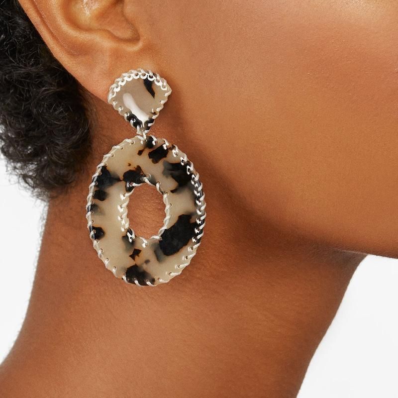 Earrings Jewelry Wholesale Leopard Acrylic Sheet Cotton Woven Wrapping Female Earrings