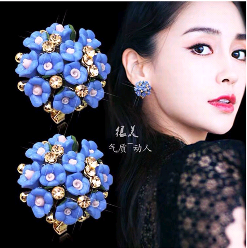 Boutique De Moda Coreana Dulce Ol Wild Flash Flores De Diamantes Personalidad Temperamento Pendientes Pendientes
