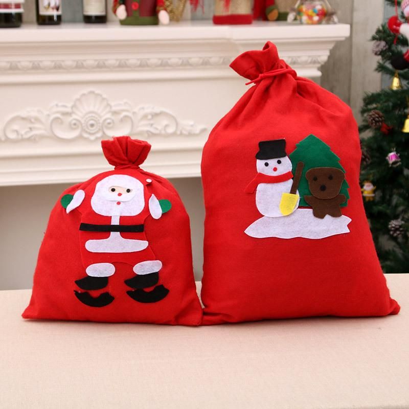 Christmas Gift Bag Santa Backpack Non-woven Gift Bag Handmade Decals