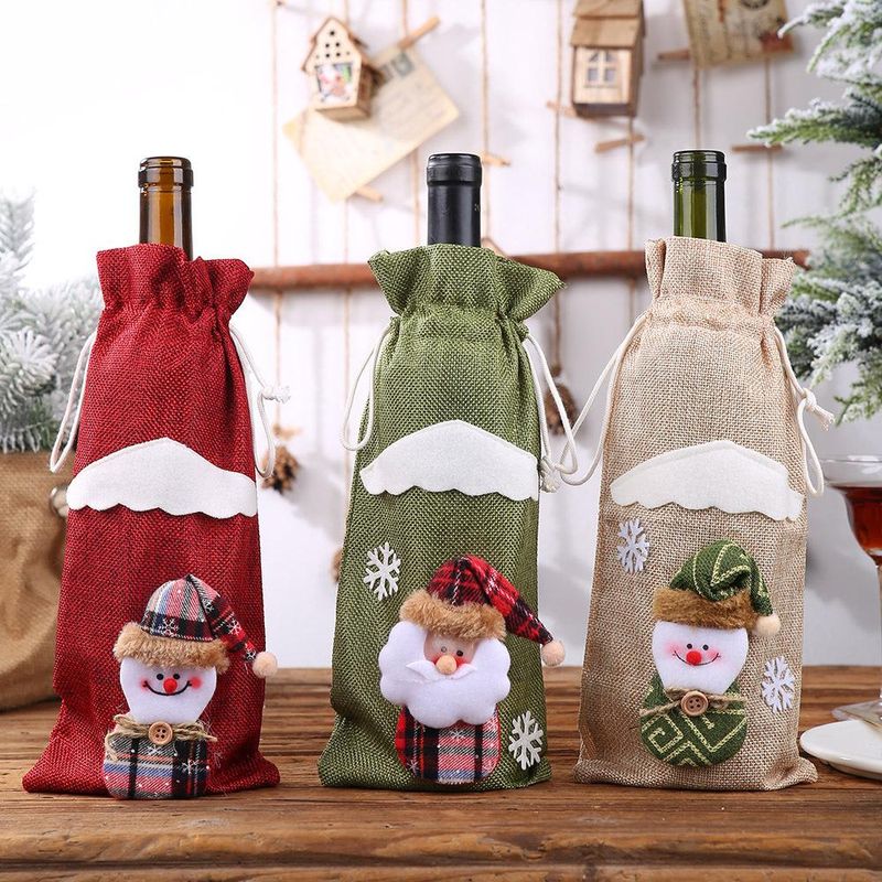 عيد الميلاد زينة عيد الميلاد زجاجة مجموعة النبيذ الشمبانيا زجاجة حقيبة الطعام الجدول اللباس