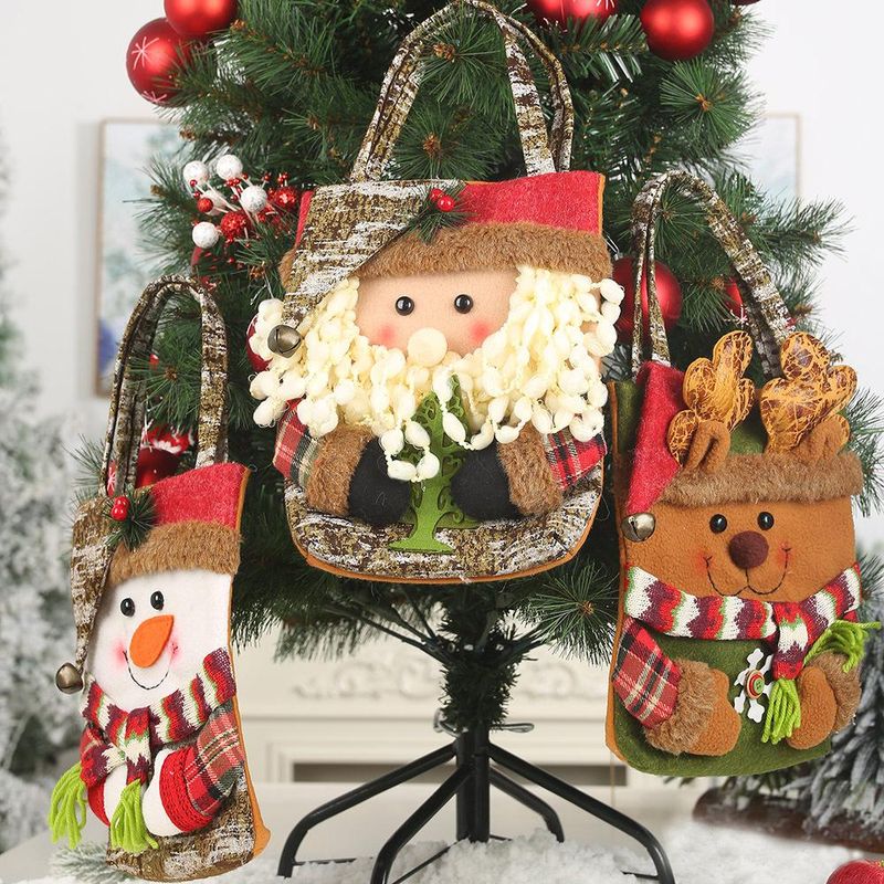 New Christmas Decoration Supplies 19 Imitation Bark Gift Bag Creative Three-dimensional Elderly Snowman Deer Gift Bag
