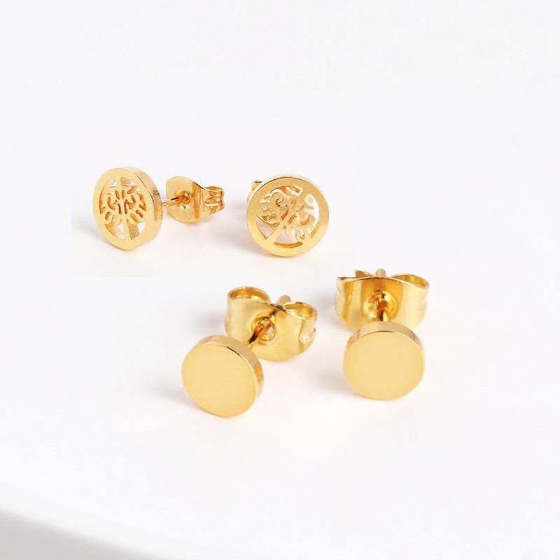 Titanium Steel Rose Gold Hypoallergenic Temperament Ear Anchor Round Geometric Simple Earrings